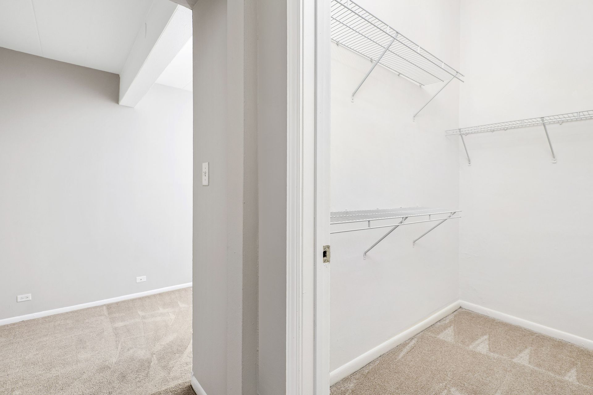 Walk-in closet at Reside on Wellington in Chicago, IL.
