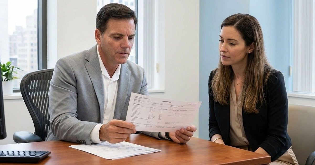 Dr. John Salerno reviewing TRH Stimulation Tests NYC with a female patient in his NYC office.
