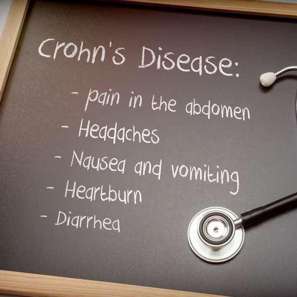A blackboard with the words Crohn's disease written on it, representing Crohn's Disease Treatments