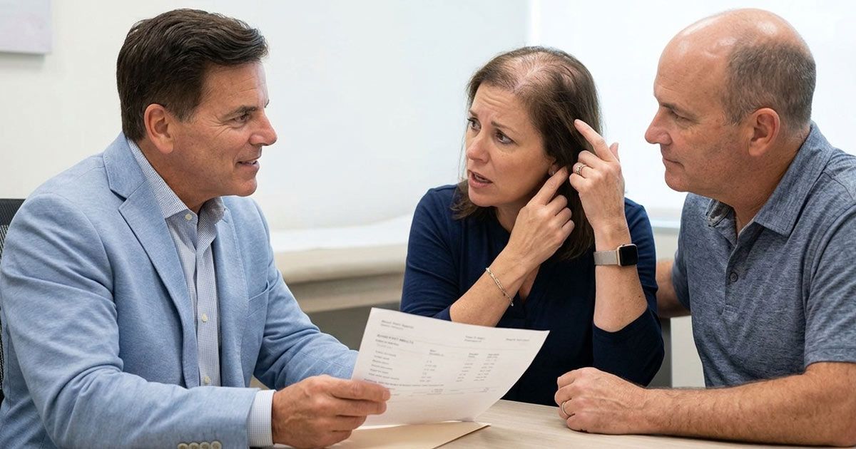 Dr. John Salerno reviewing a patient's blood test and explaining The Real Reasons for Hair Loss No One Talks About