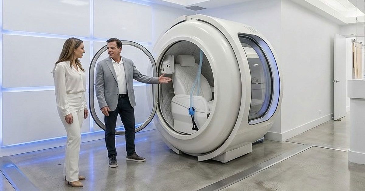 Patient learning the benefits of Hyperbaric Oxygen Chamber NYC - Dr. John Salerno