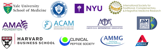 Logos of Yale University, NYU, and other medical associations.
