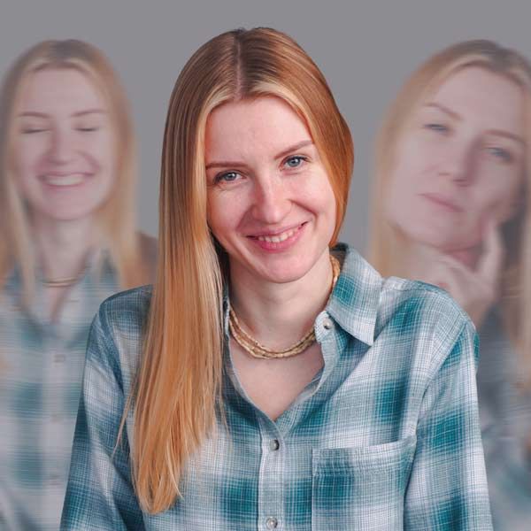 A woman with different mood expressions indicating Premenstrual Dysphoric Disorder Medical Treatments by Salerno Wellness in Manhattan, NY and Connecticut