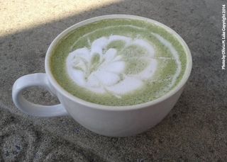 matcha late with flower pattern