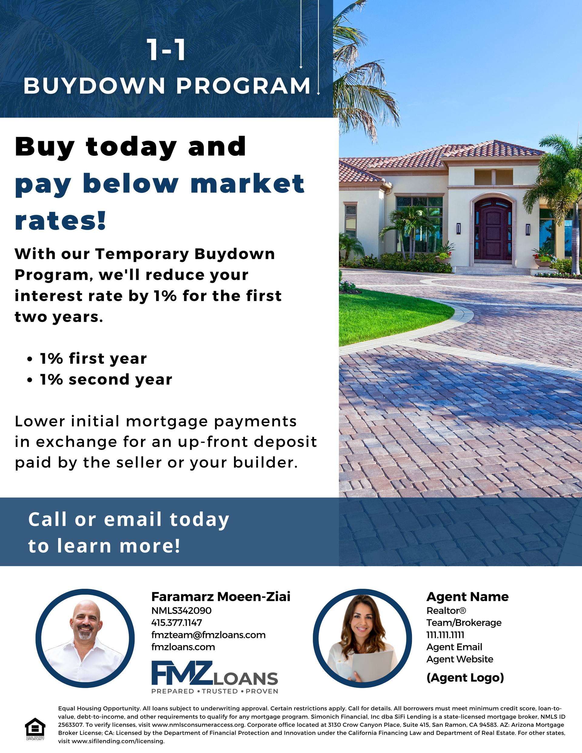Flyer promoting a 1-1 buydown program to reduce interest rates.