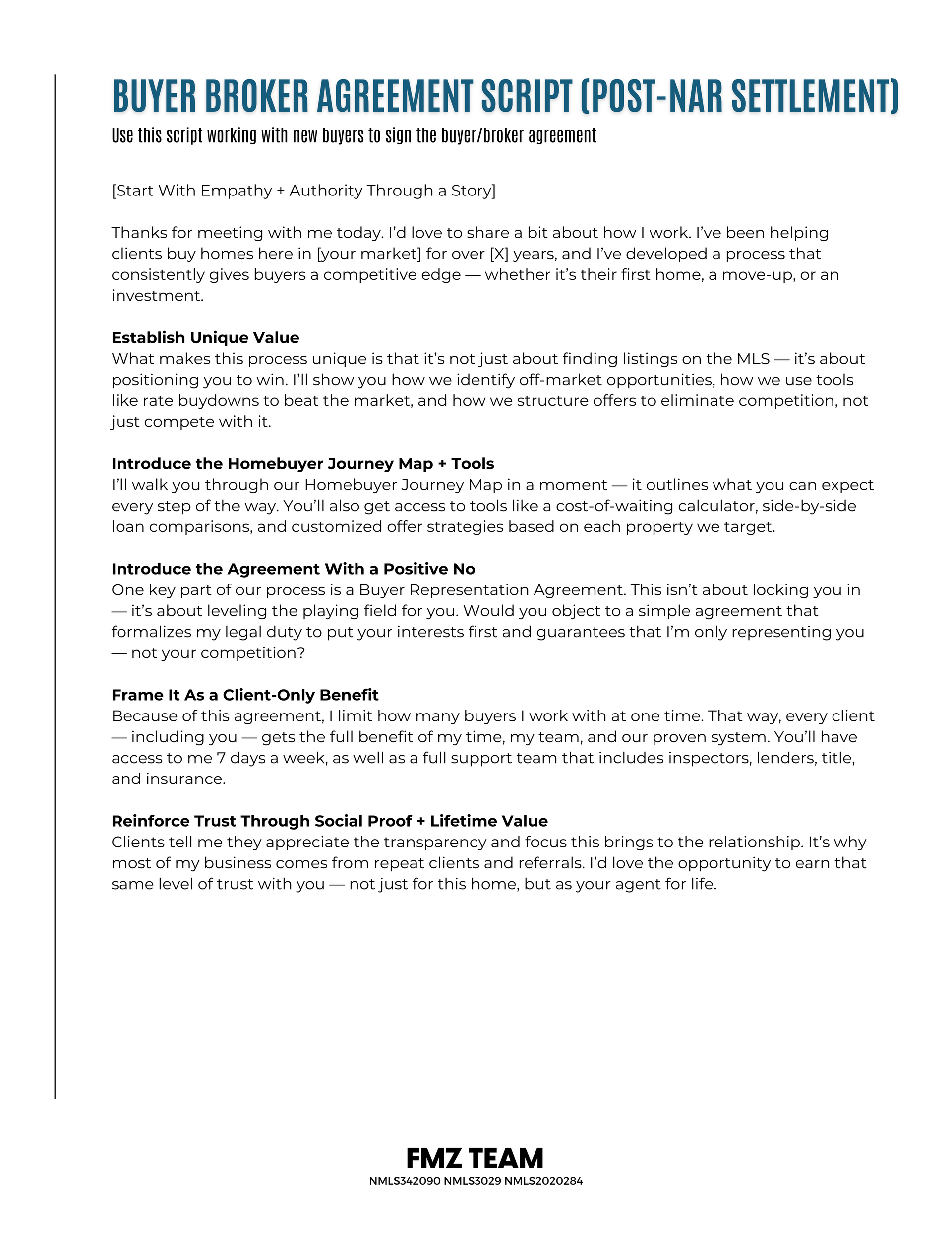 Buyer Script - Buyer Broker Agreement