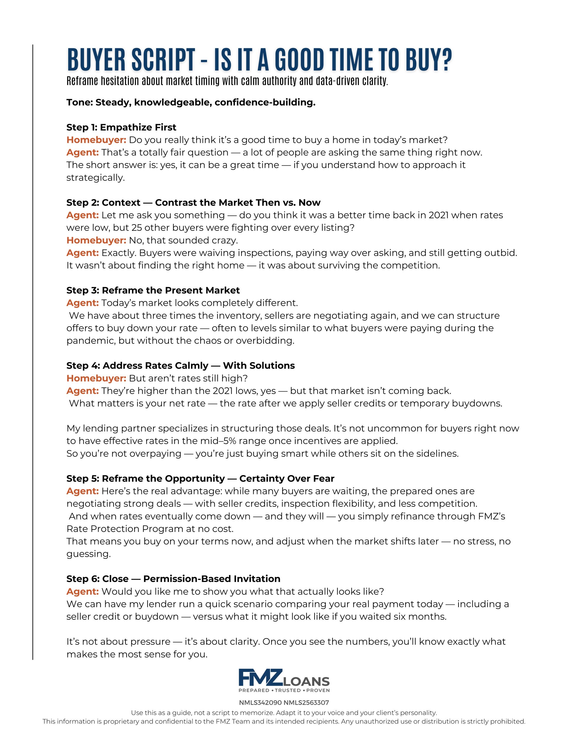 Buyer Script - Is it a Good Time to Buy?