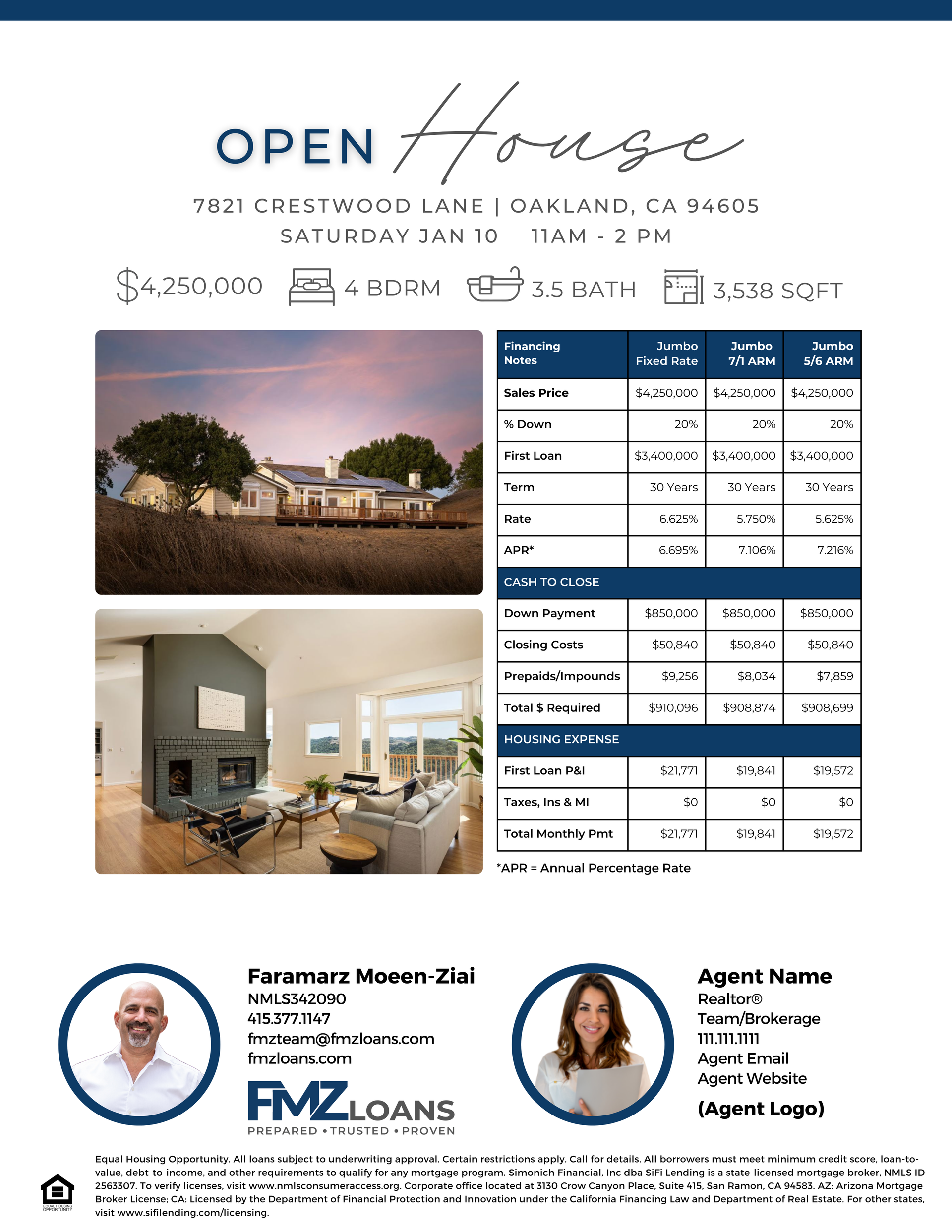 Open House Flyer with Rates