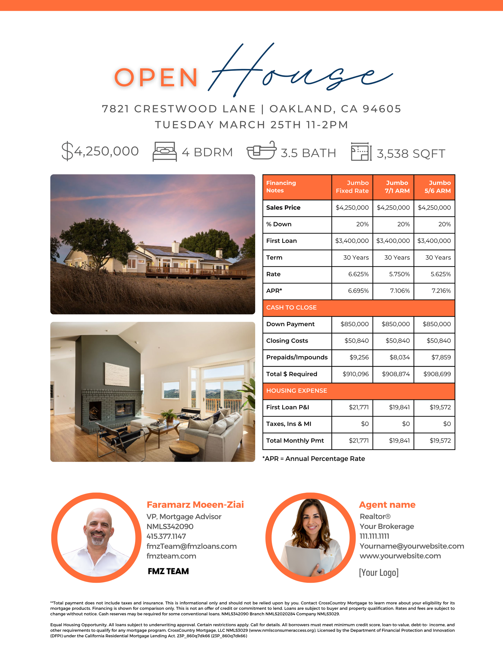 Open House Flyer with Rates