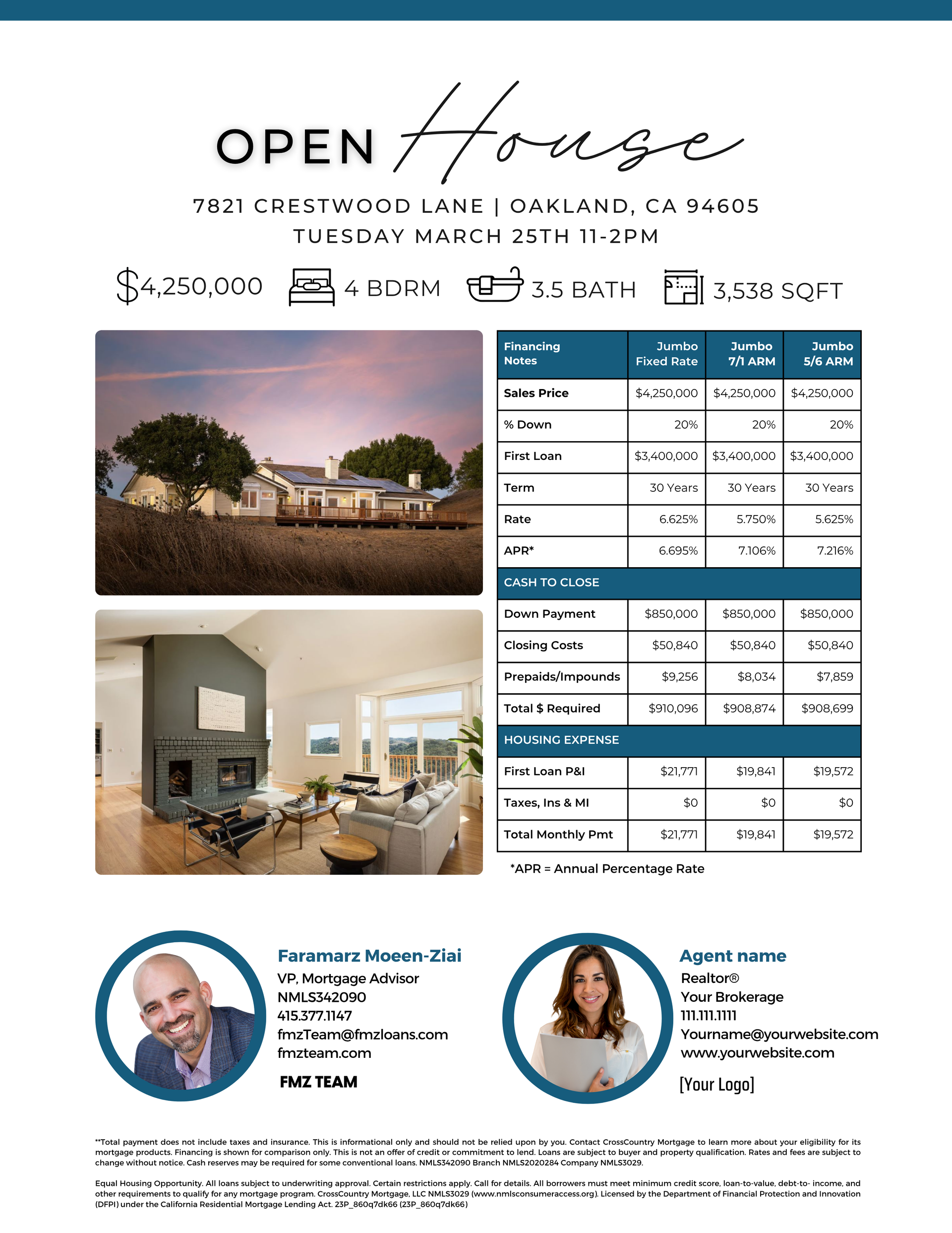 Open House Flyer with Rates