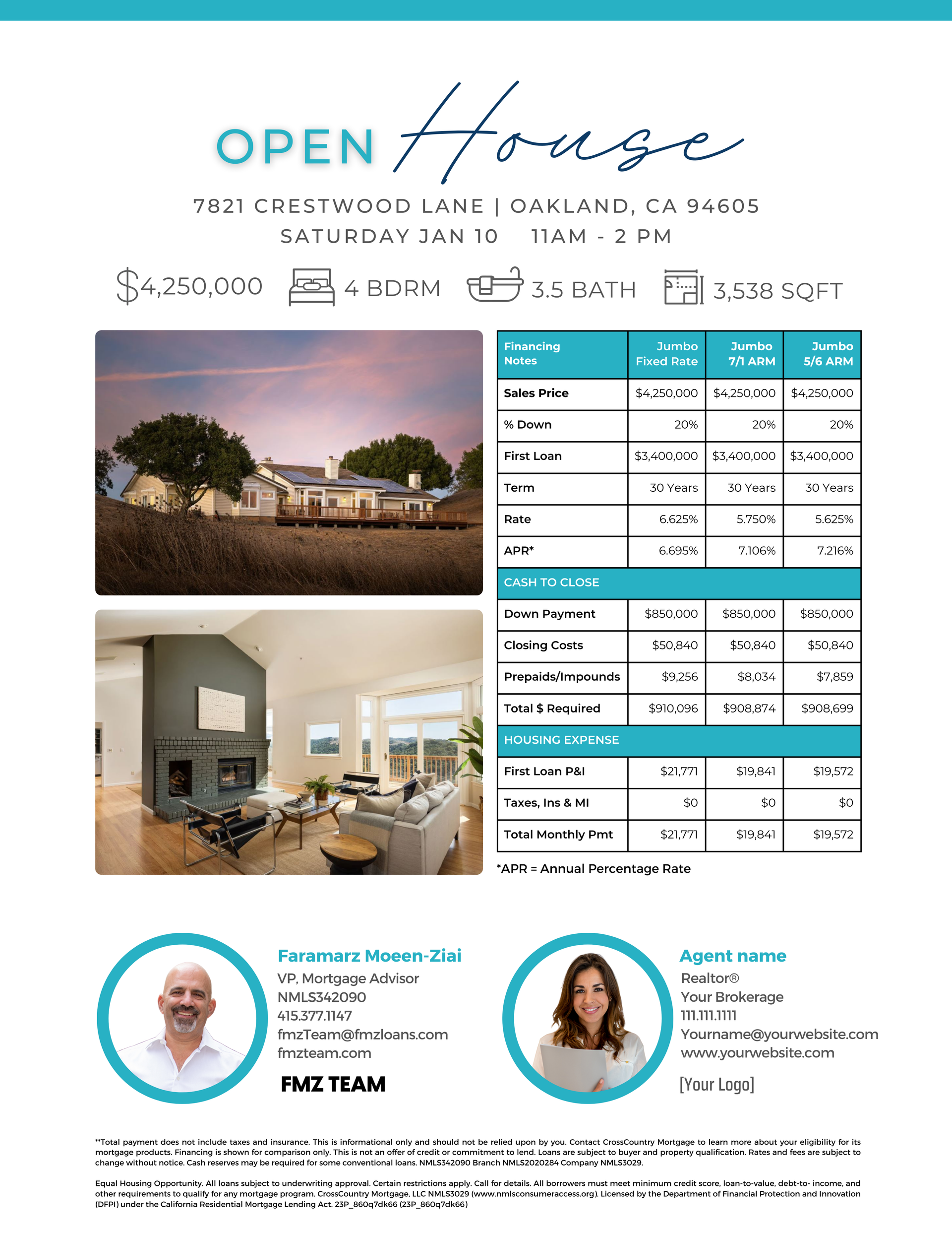 Open House Flyer with Rates