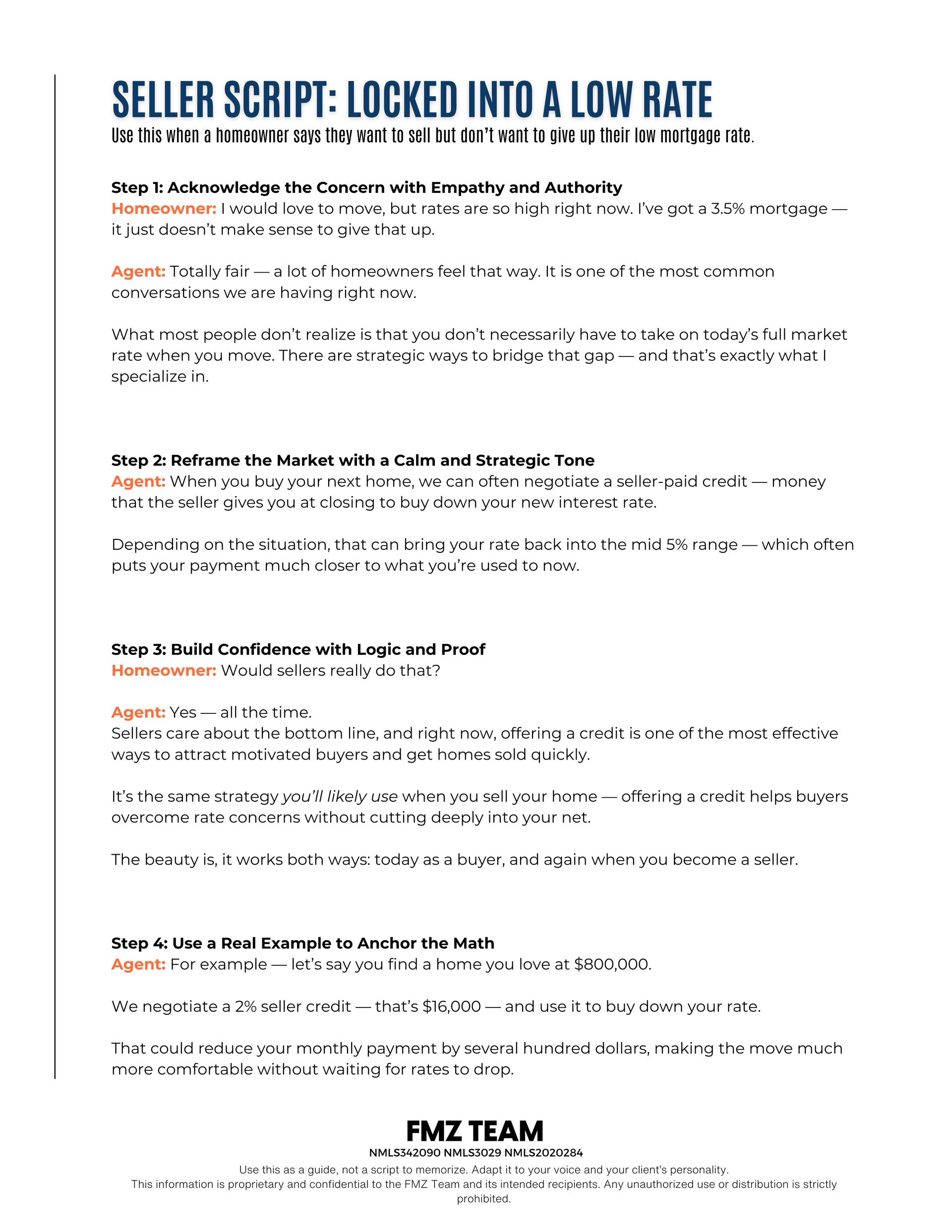 Seller Script - Locked In To Current Rate