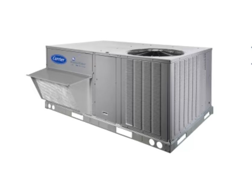 A picture of a carrier air conditioner on a white background.