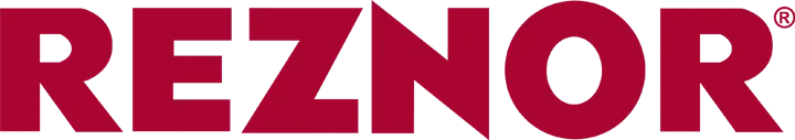 A red reznor logo on a white background