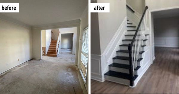 water damage cleanup before and after