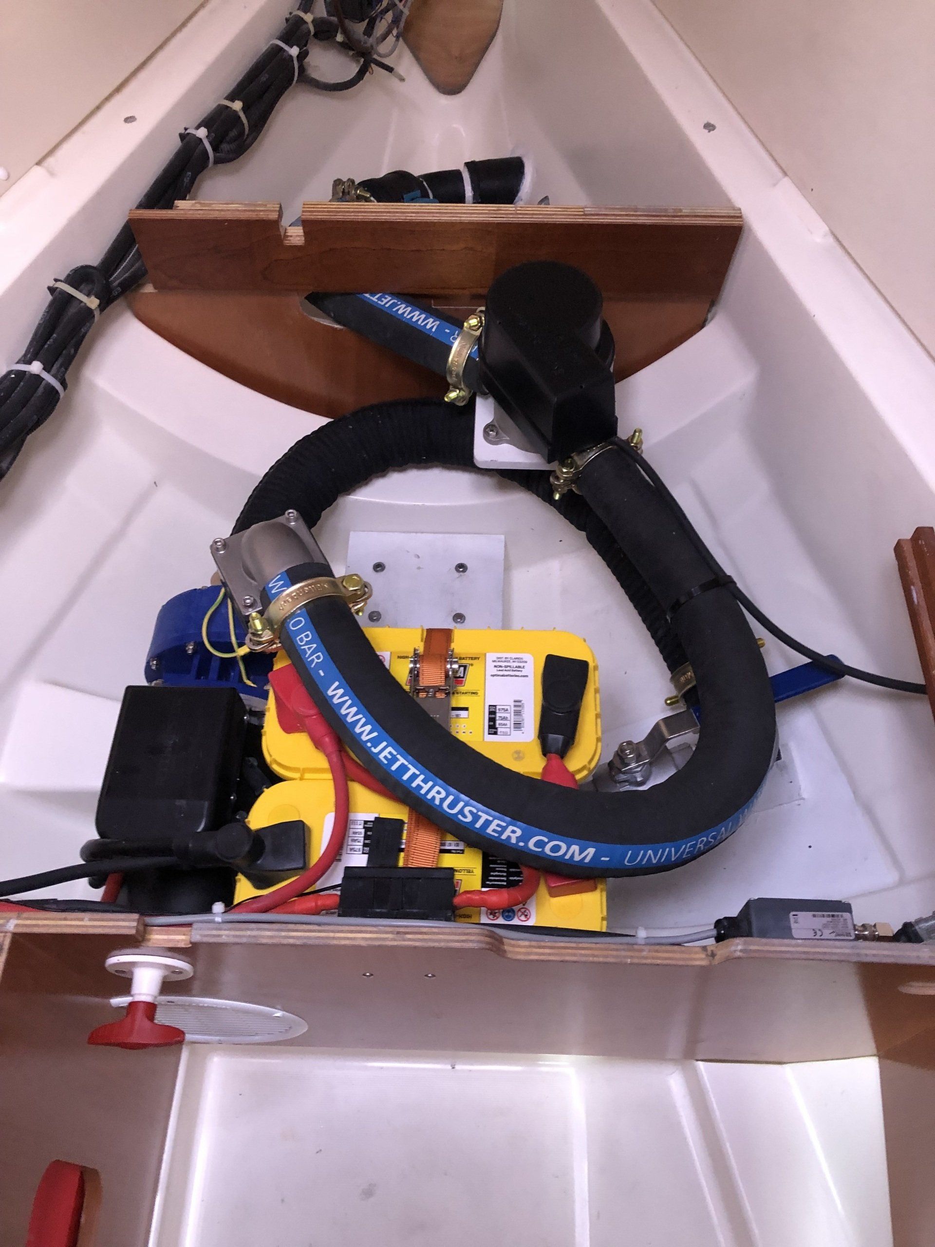 A compact Jet Thruster installation to the bow of a sailing yacht