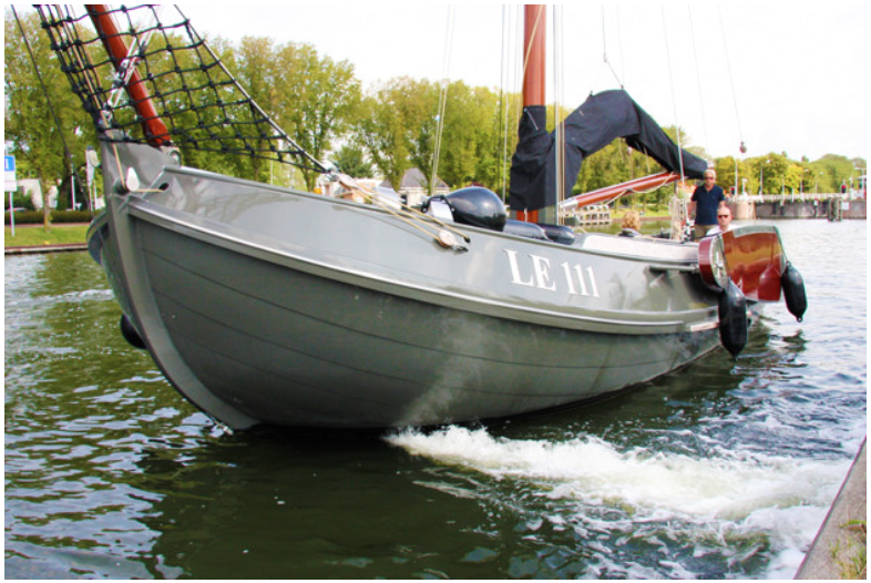 Lemsteraak with activated Bow Jet Thruster. Water is shooting out of the nozzles. Position of nozzles is 100% accurate and should always be like in this example