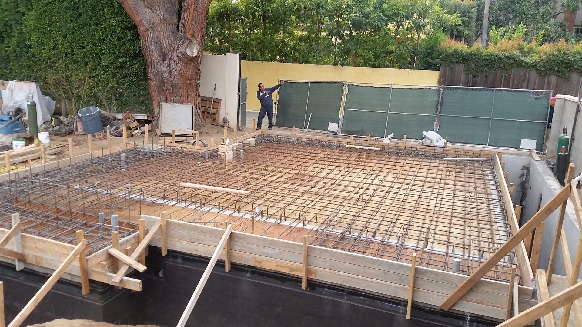 Suspended Concrete floor rebar mat limited access— Los Angeles, CA — RCW Construction Inc.