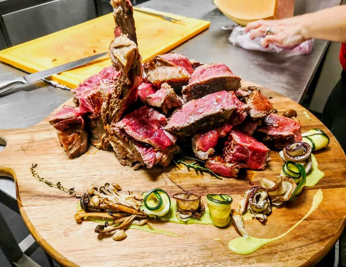 Sliced grilled rib steak