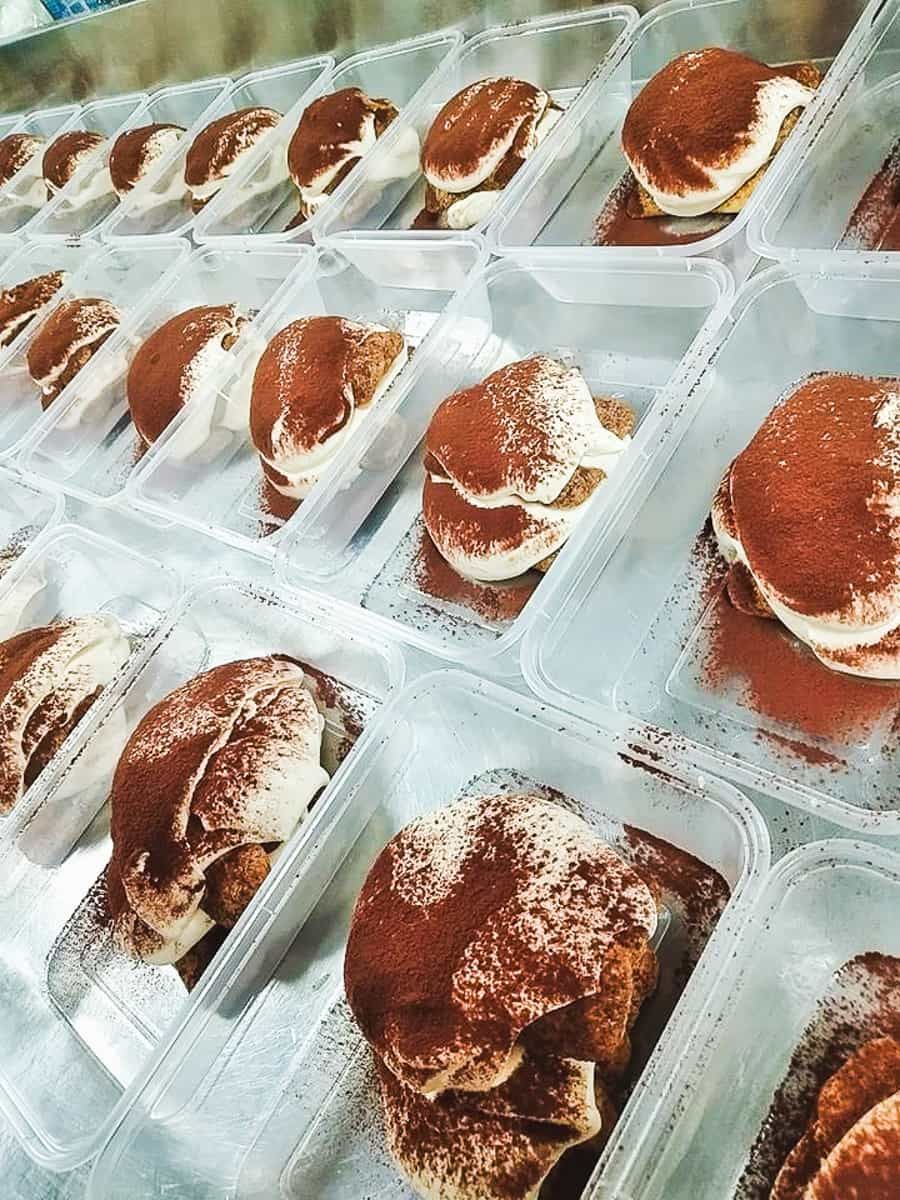 Tiramisu prepared for takeaway