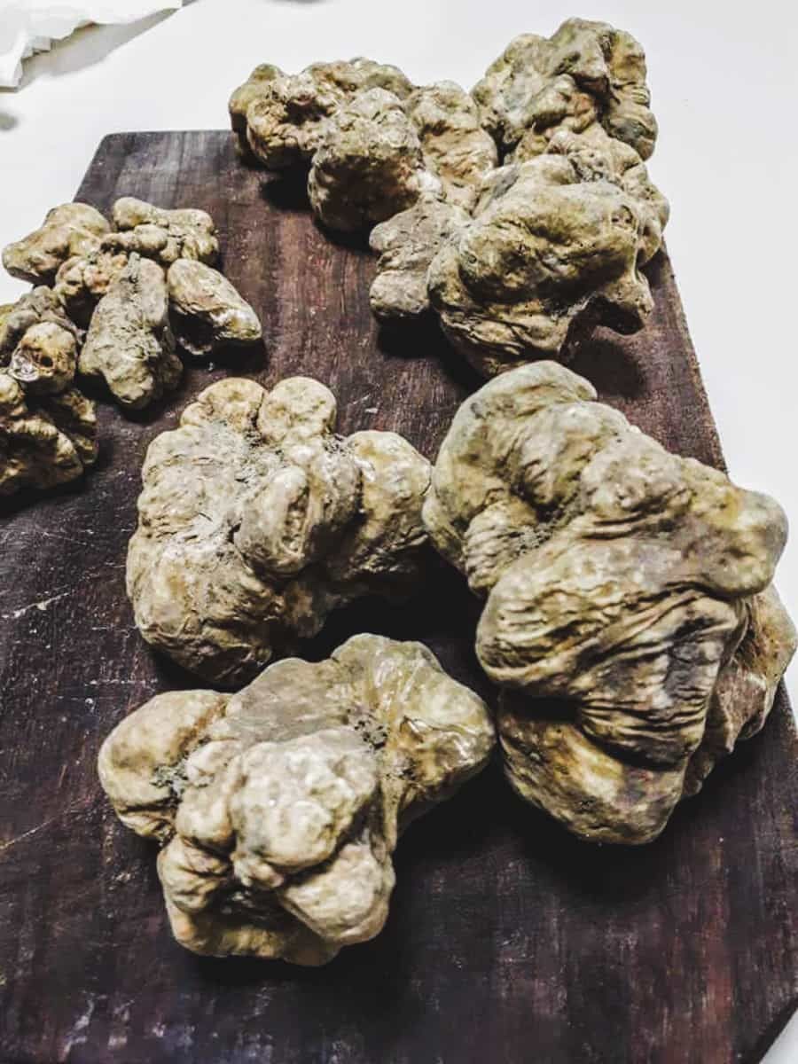 White truffles on a board