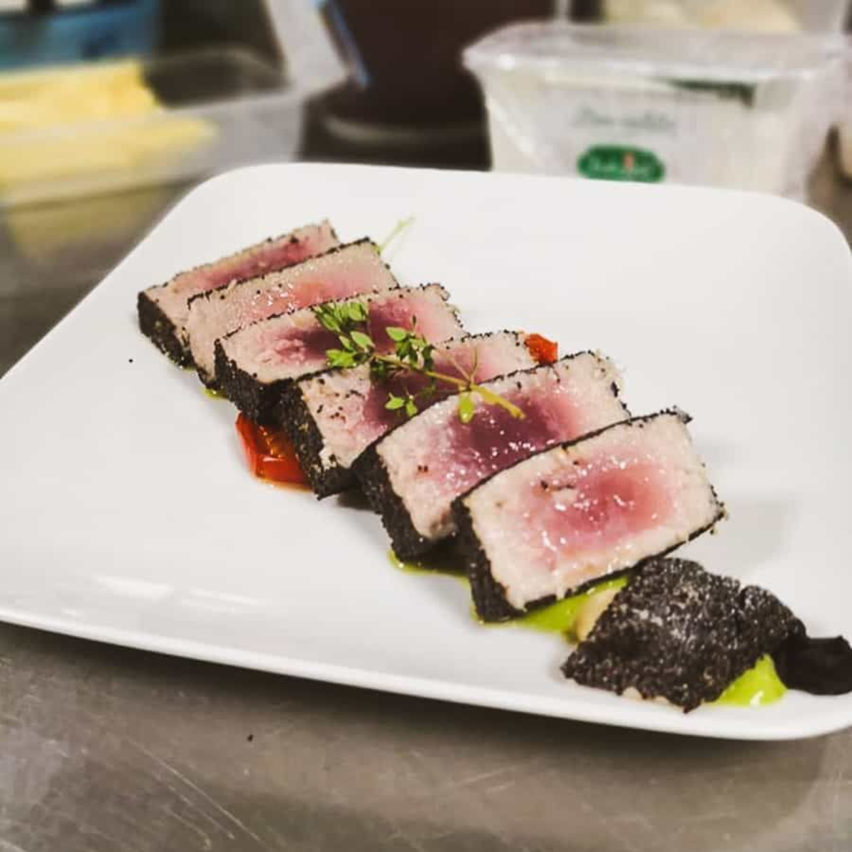 Plated tuna dish
