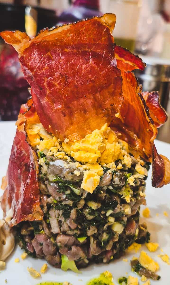 Orzata with egg and speck
