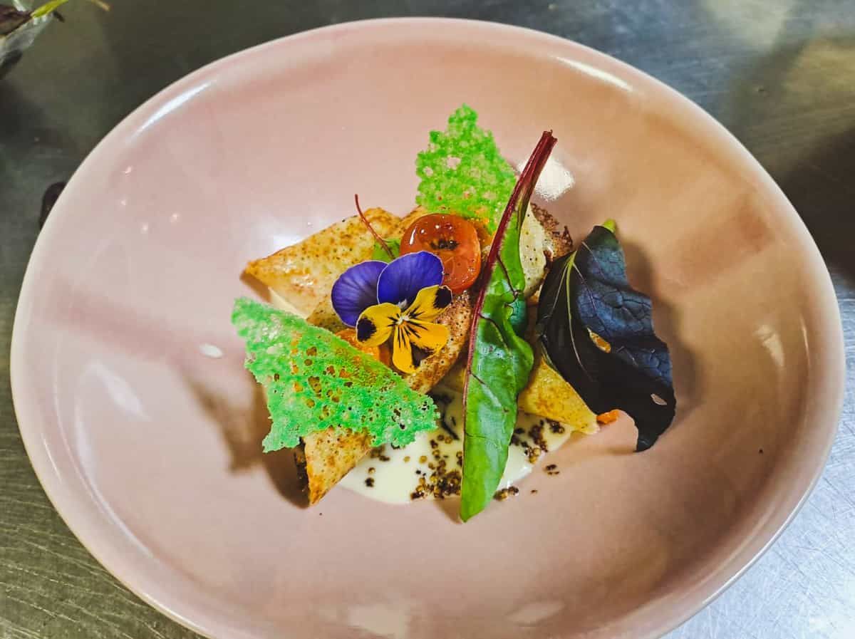 Decorated plated dish