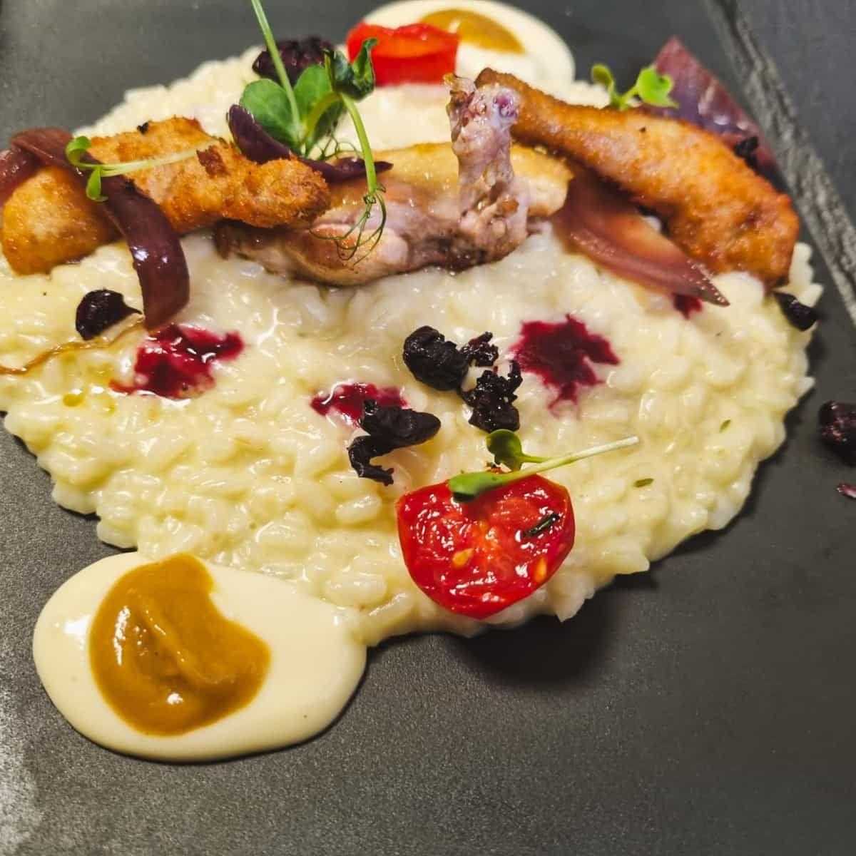 Risotto with meat and garnish