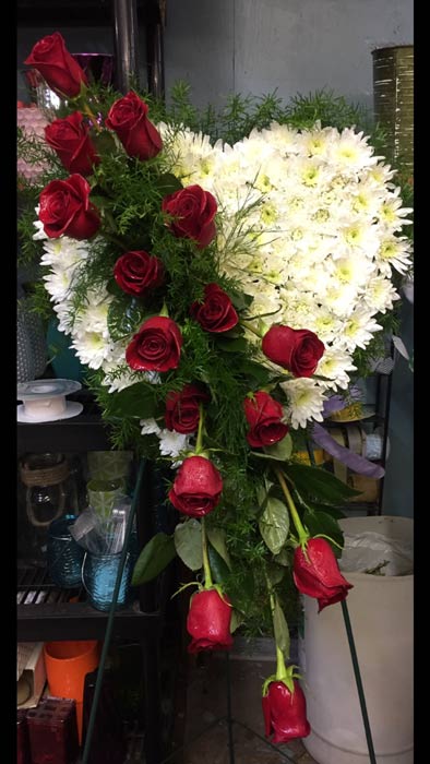 Flowers For Sale — Heart Made From White Roses With Red Roses Designs in Ridgeland, MS