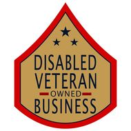 A badge that says disabled veteran owned business