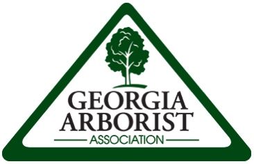 A logo for the georgia arborist association with a tree in a triangle