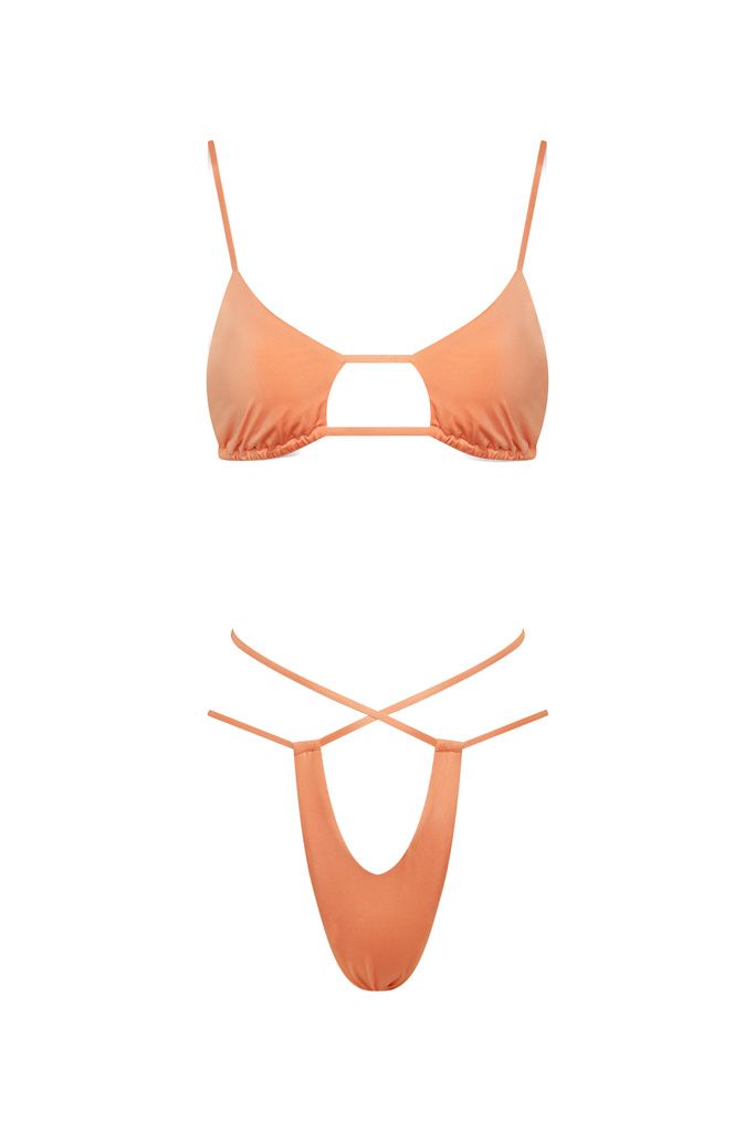 A bikini top and bottom are shown on a white background.