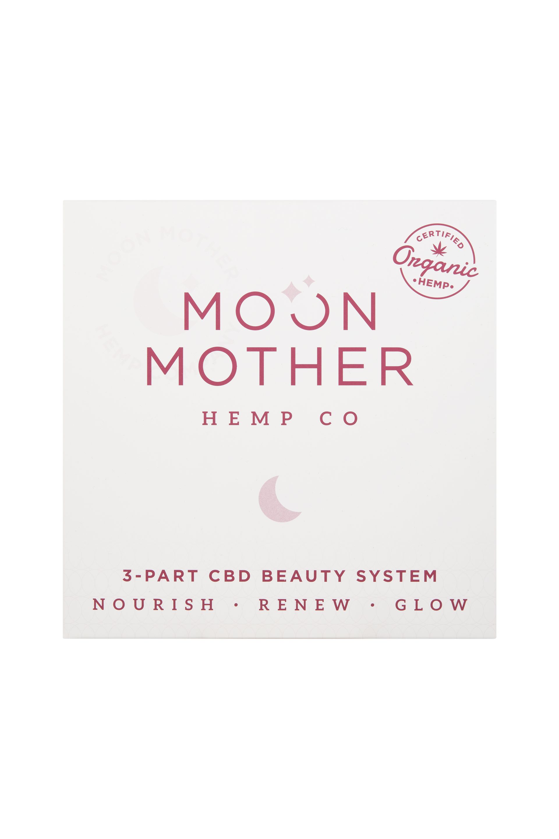 A box of moon mother hemp co cbd beauty system.