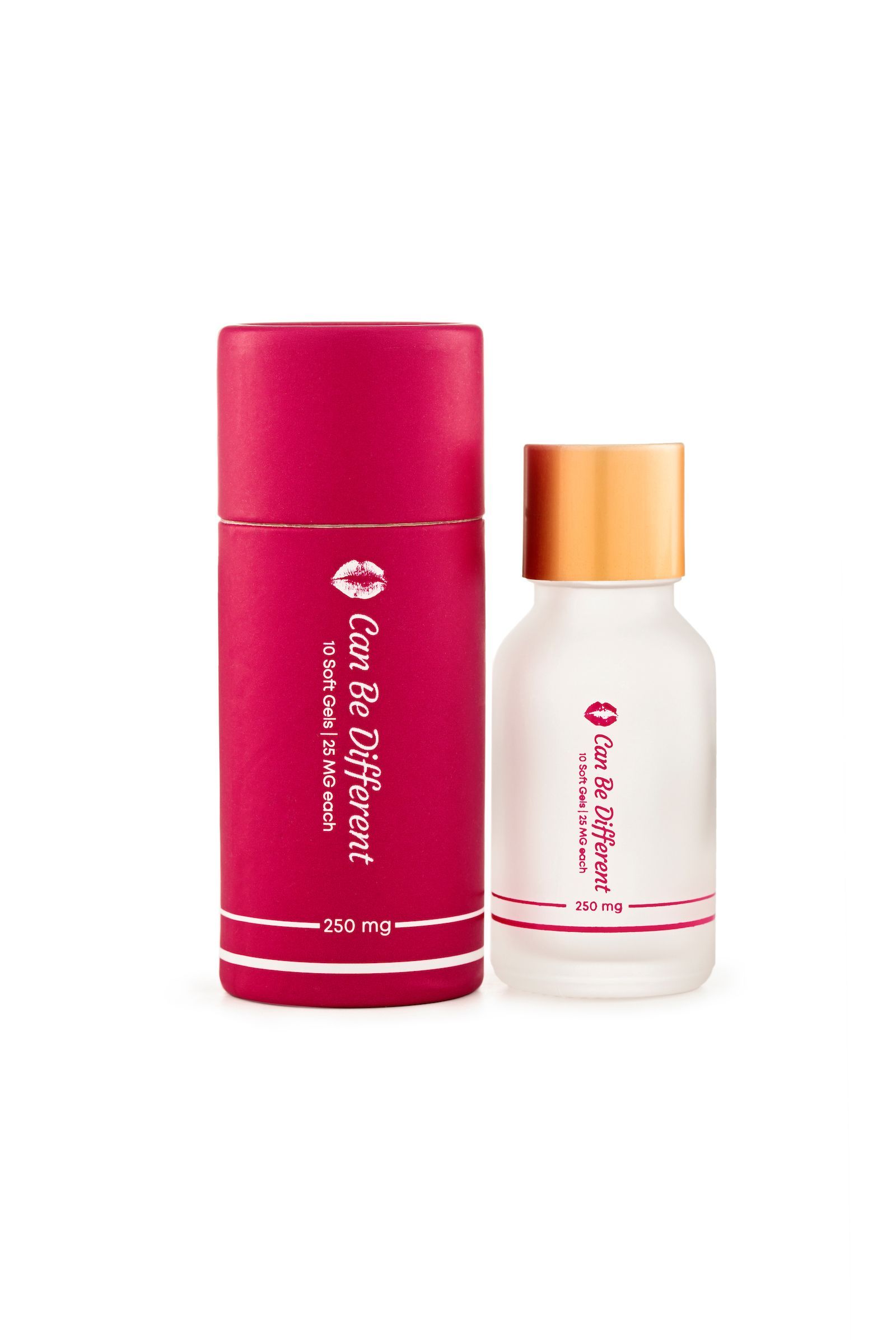 A bottle of can be different next to a smaller bottle