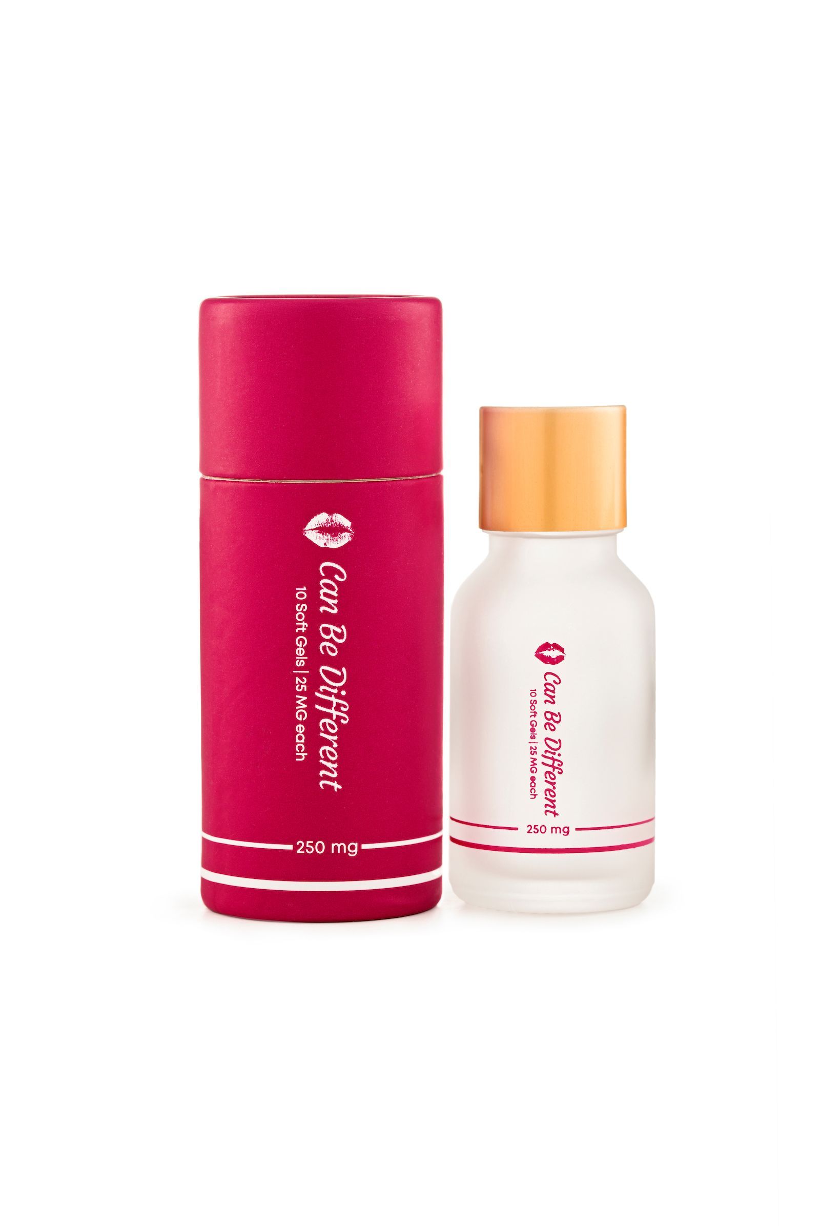 A bottle of can be different next to a smaller bottle