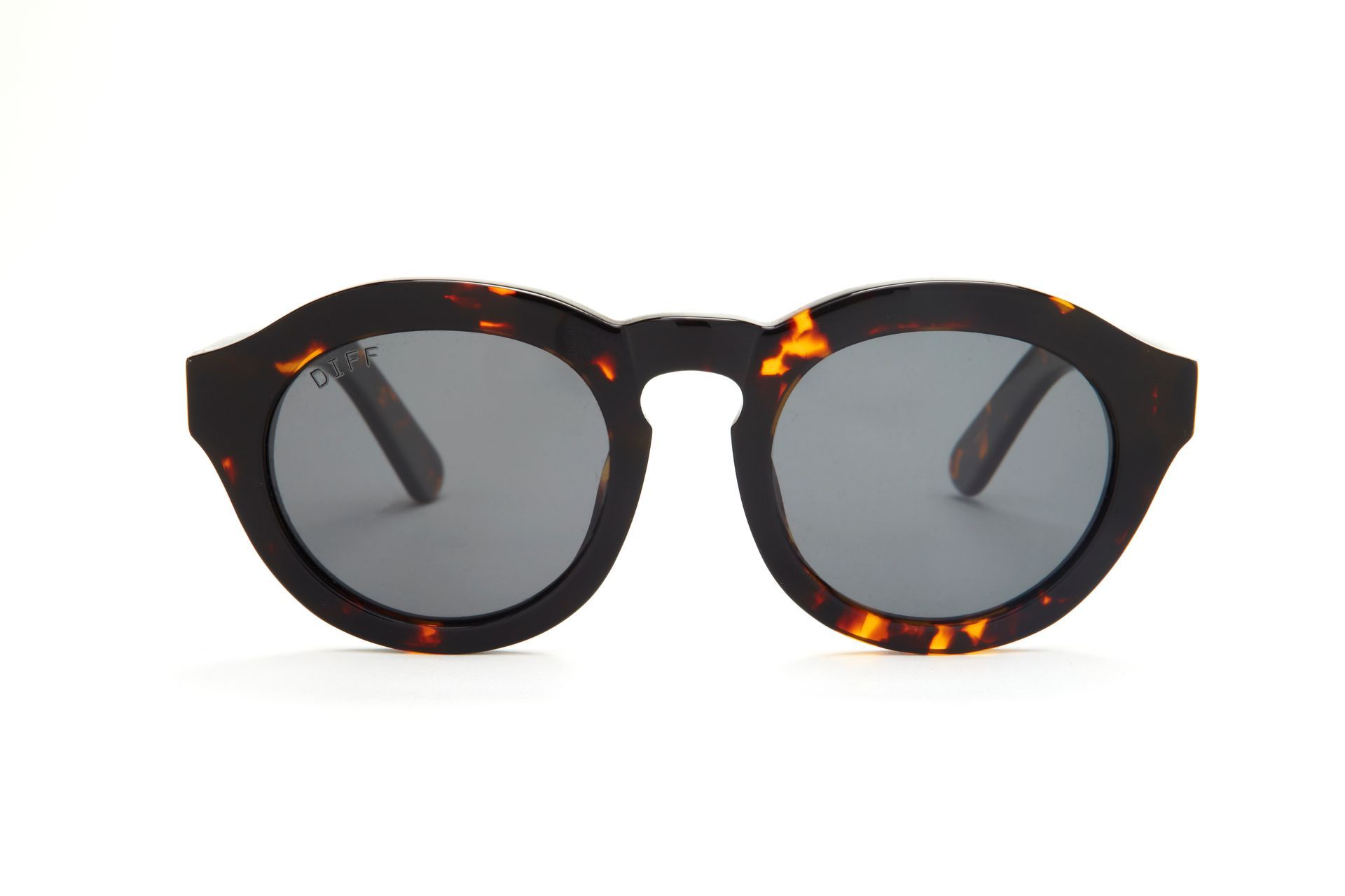 A pair of round sunglasses on a white background