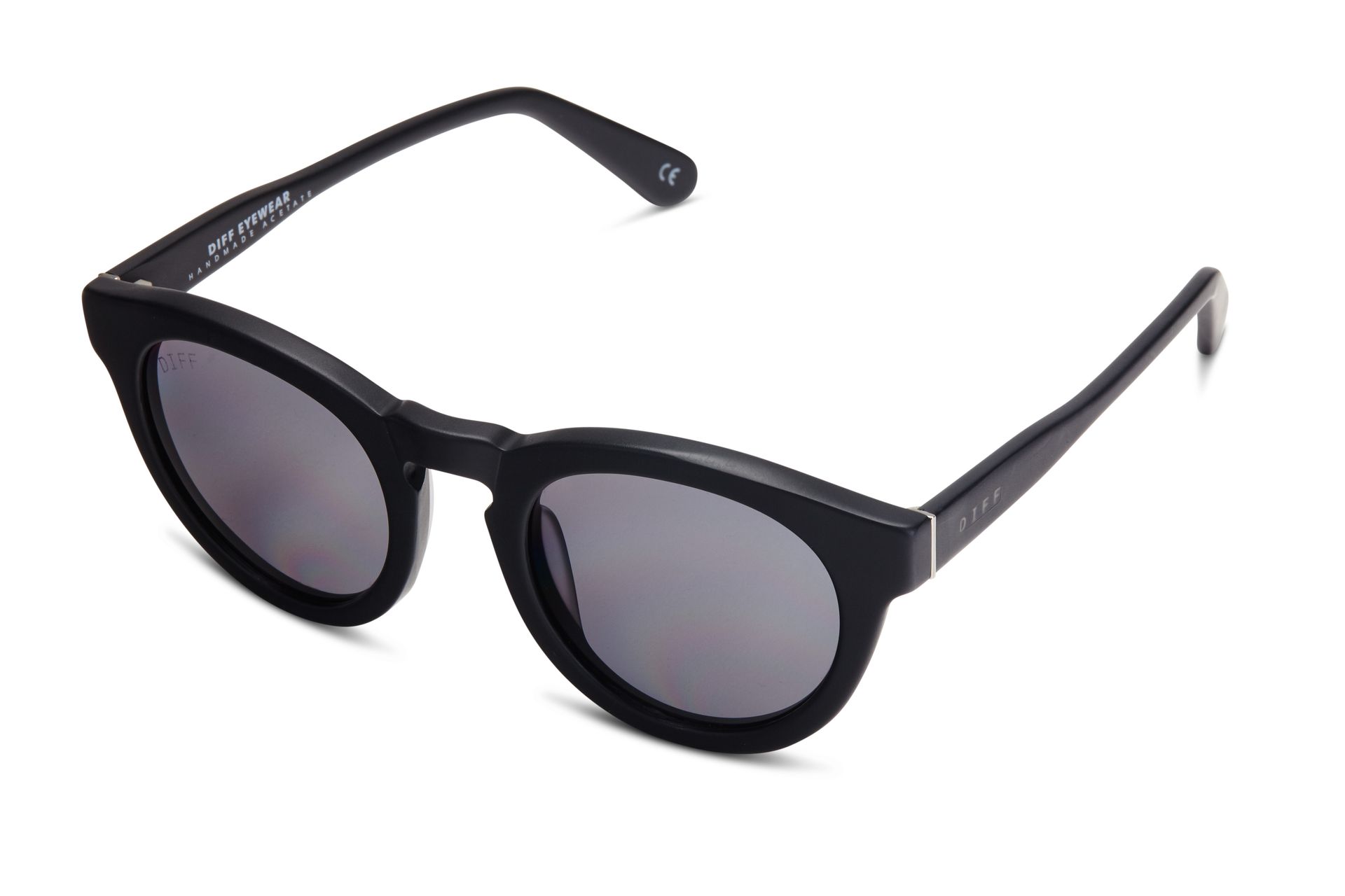 A pair of black sunglasses on a white background