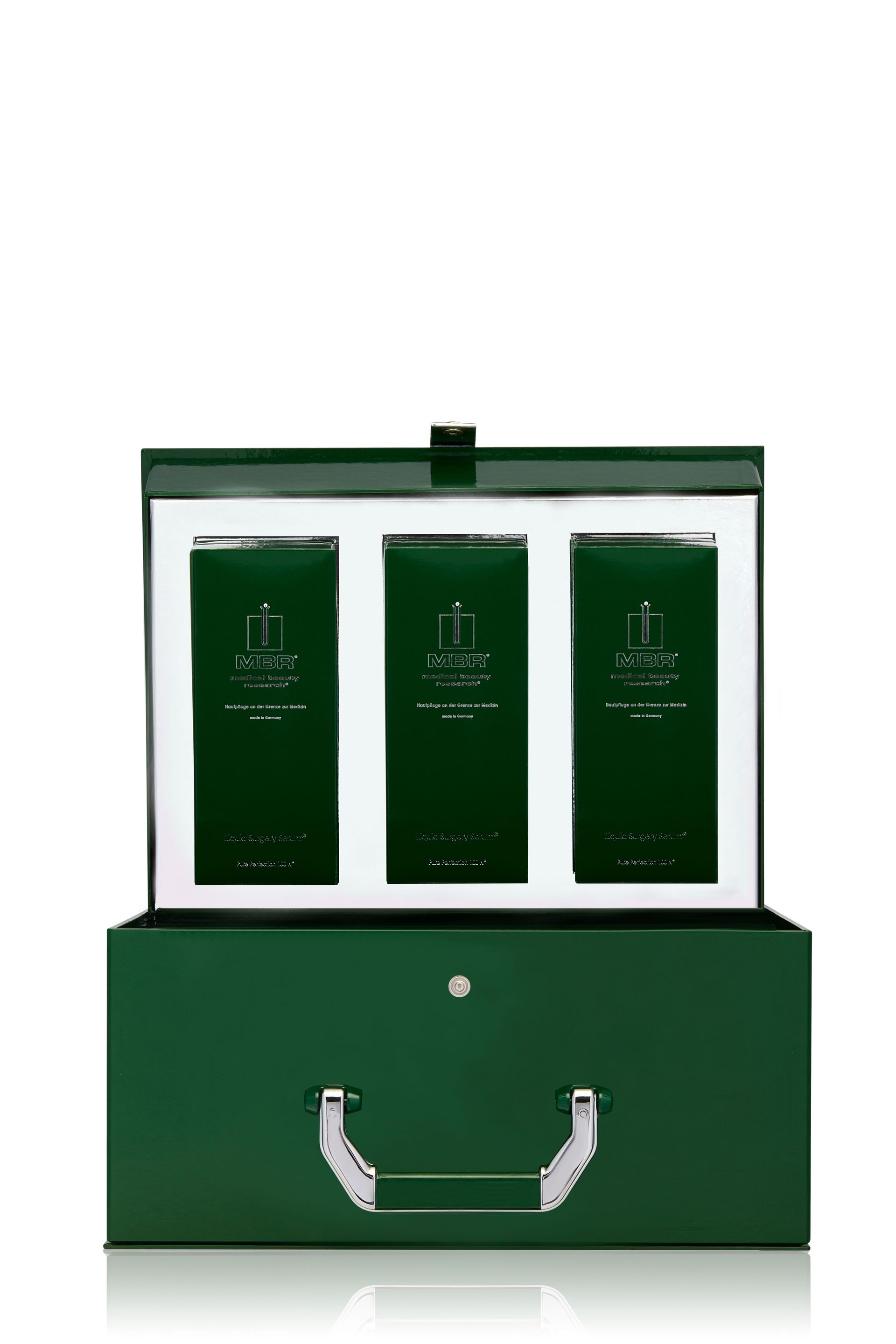 A green box with three green boxes inside of it.