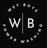 Black logo for Wet Boys Power Washing with white WB initials on a black background.