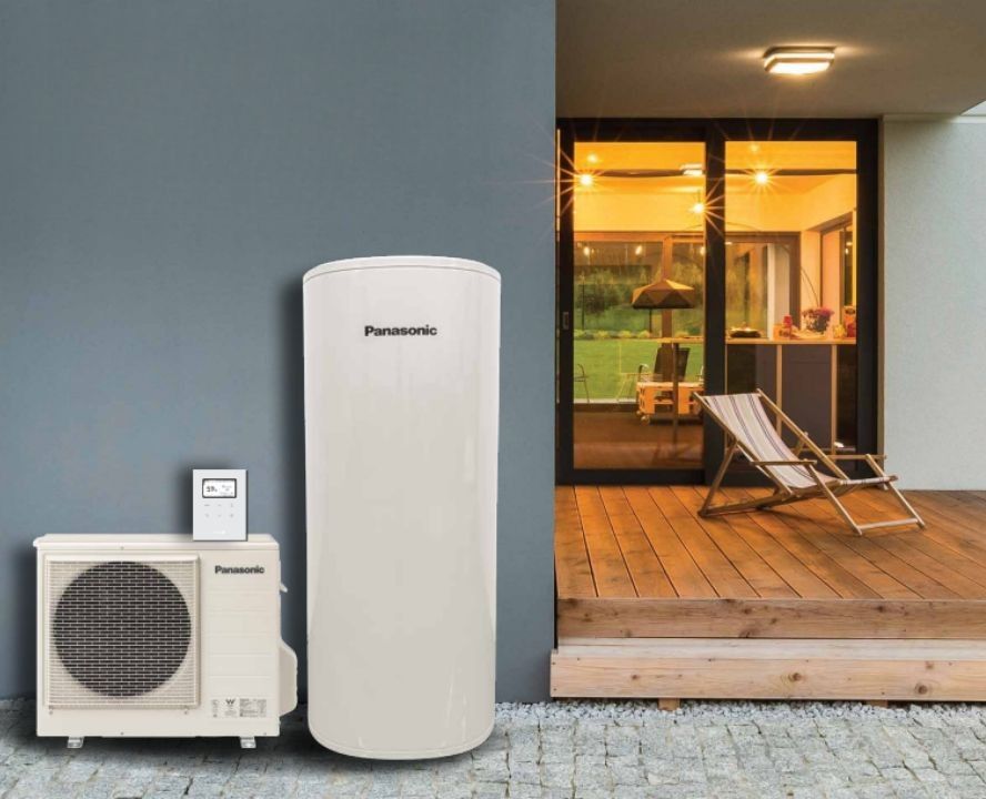 A White Panasonic Heat Pump — Sunworks Eco Plumbing In Torquay, VIC