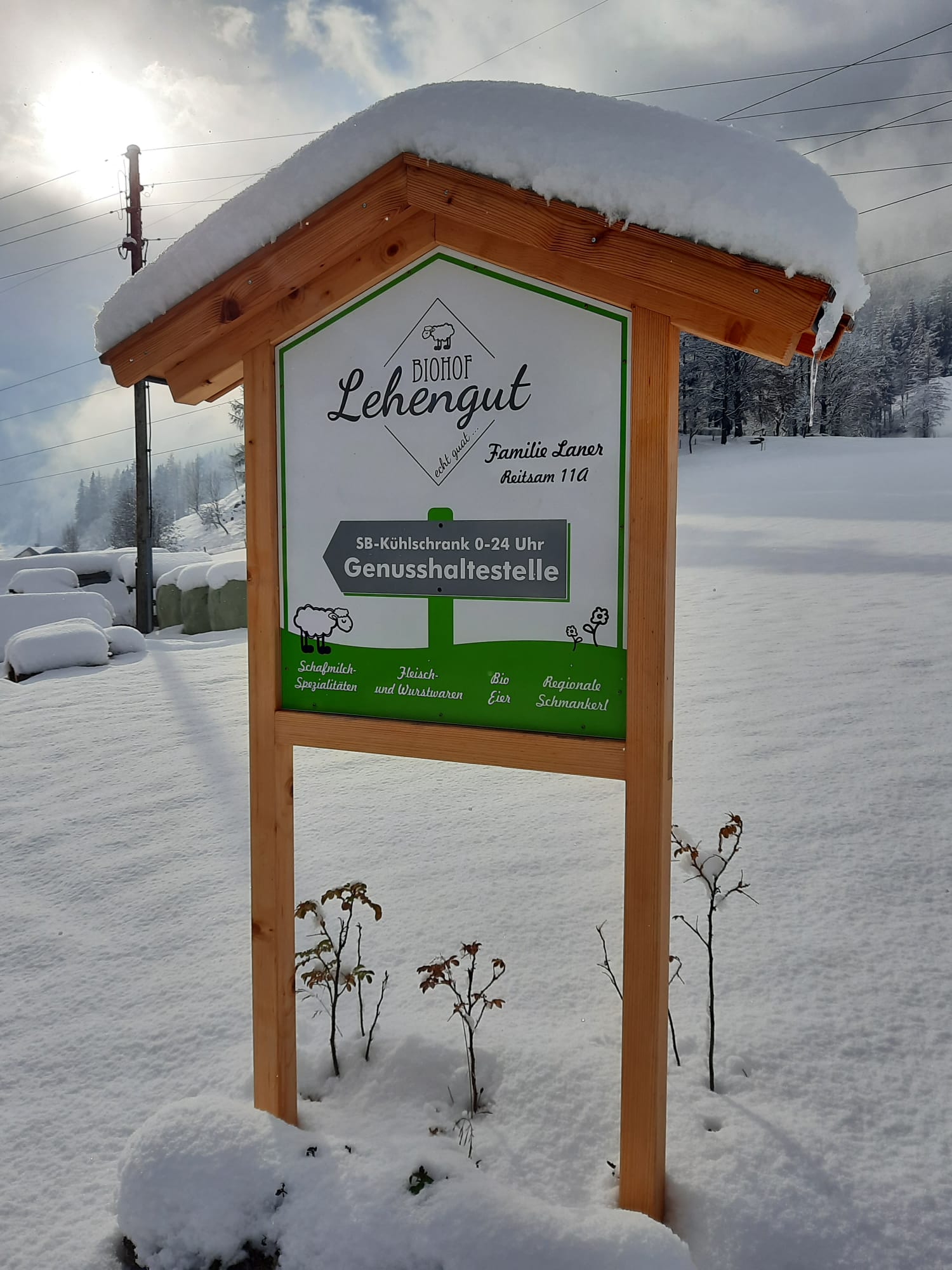 Hofschild im Winter