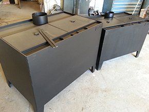 28 Kilowatt wood burning workshop stoves