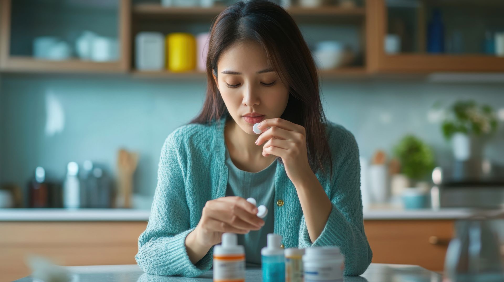 Medical non-adherence can be critical for health management as indicated by a woman taking her medic