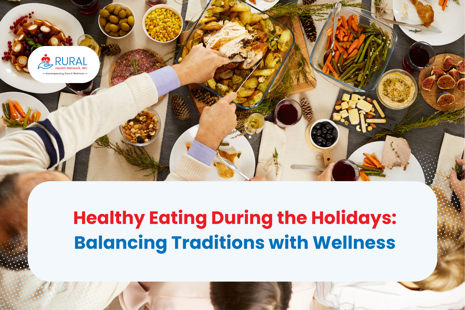 A family preparing and sharing healthy meals around the table as they celebrate the festive holiday 