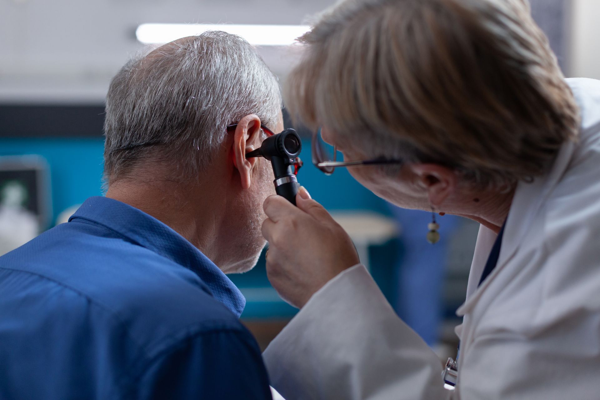 A rural worker undergoing an annual hearing screening to ensure good hearing health and detect any hearing loss risks.