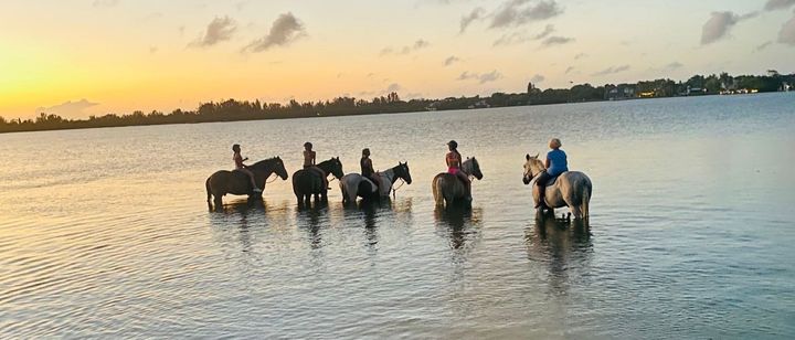 Group of girls horse back riding