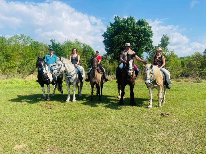family horseback riding