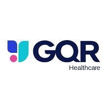 The gor healthcare logo is a blue and pink logo on a white background.