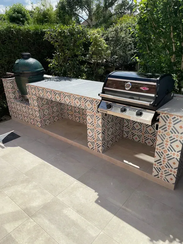 Outdoor tiles supplied and fitted for an outdoor barbeque installation by Options Bath and Tile Studio in Ascot.